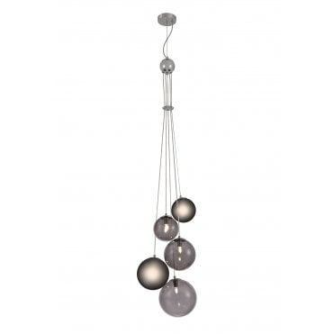 RYLEE Cluster Ceiling Pendant Light Polished Chrome/Smoked Glass