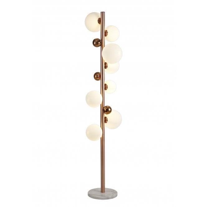 RYLEE Floor Lamp Antique Copper/Opal & Copper Glass