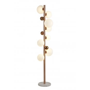 RYLEE Floor Lamp Antique Copper/Opal & Copper Glass