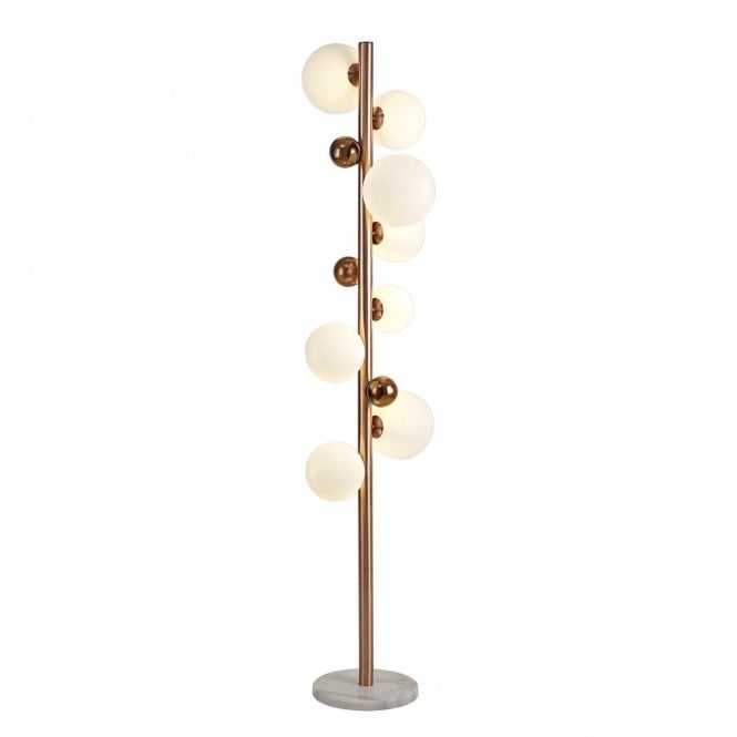 RYLEE Floor Lamp Antique Copper/Opal & Copper Glass
