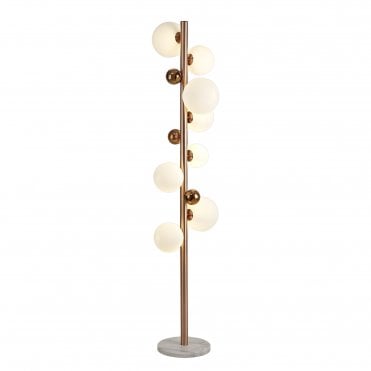 RYLEE Floor Lamp Antique Copper/Opal & Copper Glass