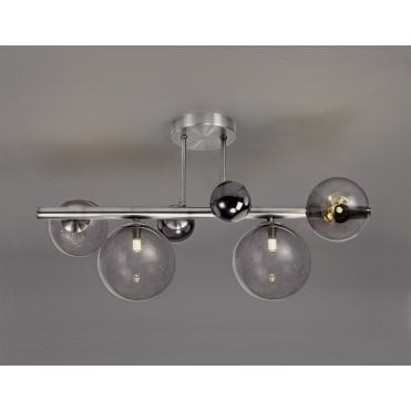 RYLEE Semi-Flush Ceiling Light Fitting Polished Chrome/Smoked Glass