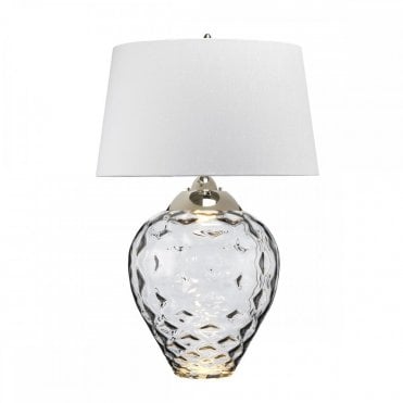 dual-lit table lamp with smoked dimpled glass base