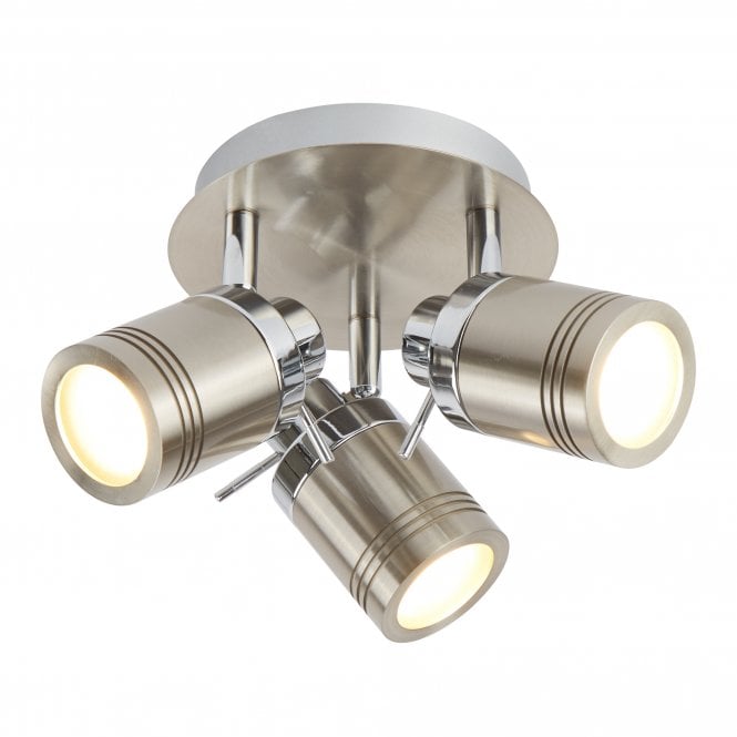 SAMSON 3 Light IP44 Bathroom Spot Plate Satin Silver