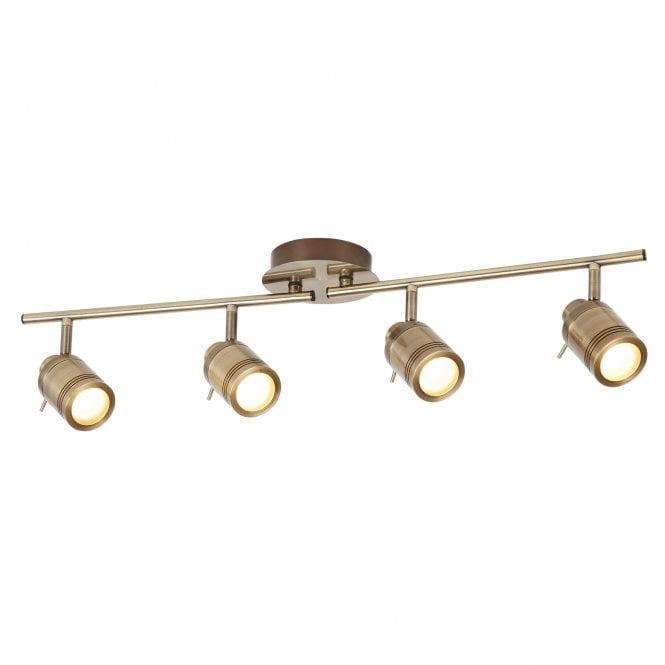 SAMSON 4 Light Ip44 Bathroom Spot Split-Bar Antique Brass
