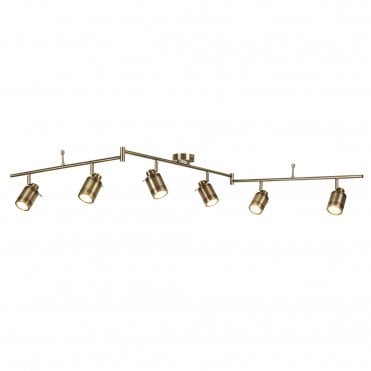 6 Light Ip44 Bathroom Spot Split-Bar Antique Brass