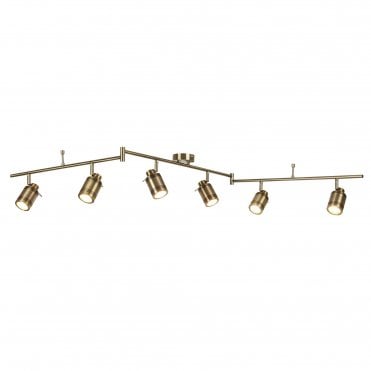 SAMSON 6 Light Ip44 Bathroom Spot Split-Bar Antique Brass