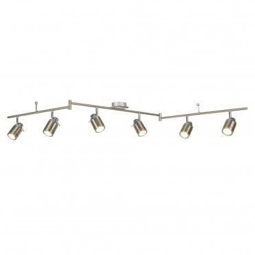 6 Light Ip44 Bathroom Spot Split-Bar Satin Silver