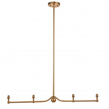 Santiago 4 Light Linear Bar Pendant - Brushed Aged Brass (Fitting Only)