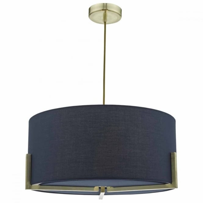 SANTINO - Gold Ceiling Pendant with Navy Coloured Shade