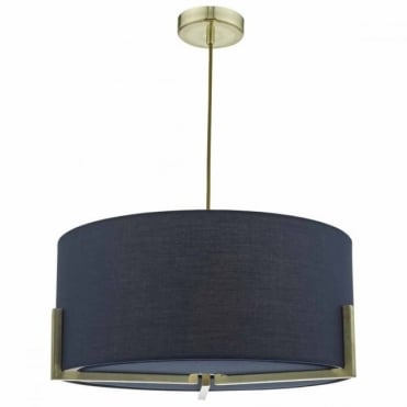 SANTINO - Gold Ceiling Pendant with Navy Coloured Shade