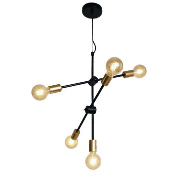 SATELLITE Ceiling Pendant 5 Light Adjustable Ceiling Pendant Black Gold Large