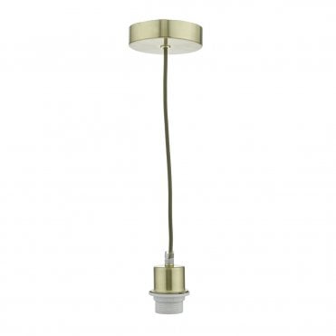 E27 Ceiling Suspension in Satin Brass With Clear Cable