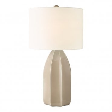 neutral taupe ceramic lamp for living rooms with linen shade 
