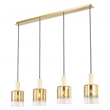 modern gold and ombre glass 4 light pendant bar