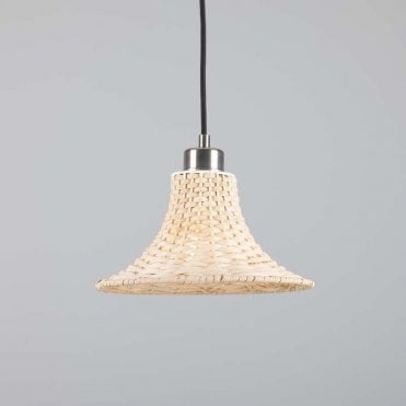 woven rattan ceiling pendant with antique silver accents