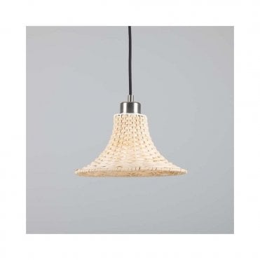 SAVANNAH Bell Shaped Rattan Ceiling Pendant with Antique Silver Finish