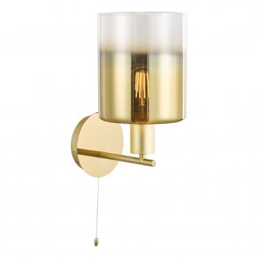 modern wall light in gold finish with ombre gold glass
