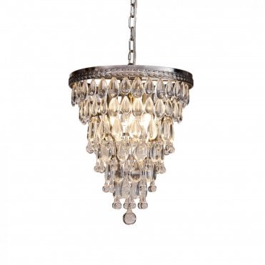 SAVOY Ceiling Pendant 3 Satin Nickel Tiered Pendant