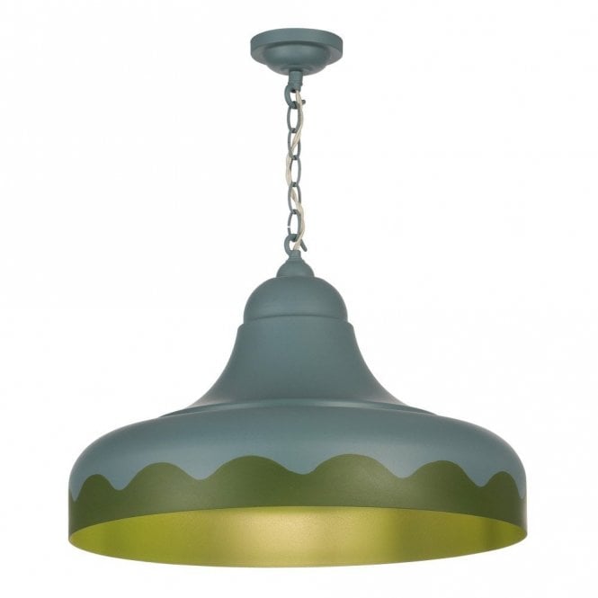 SCALLOP Ceiling Pendant in Etruria Blue and Jewel Beatle Green