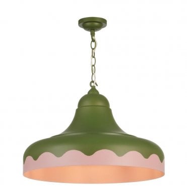 green and pink scalloped ceiling pendant