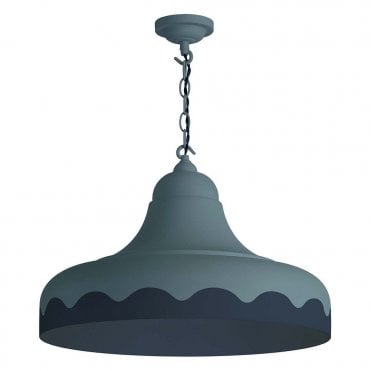 two toned blue scalloped ceiling pendant