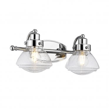 2 Light Wall Light Chrome For Bathrooms IP44 Rated