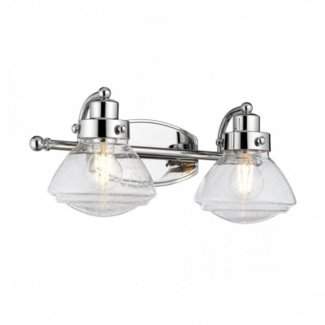 SCHOLAR 2 Light Wall Light Chrome For Bathrooms IP44 Rated