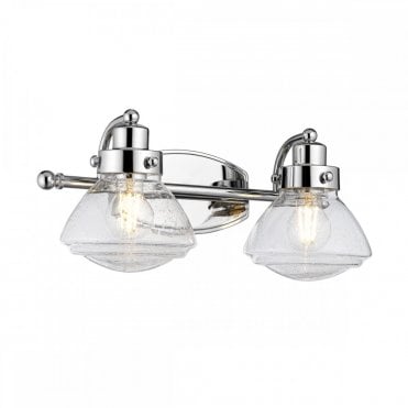 SCHOLAR 2 Light Wall Light Chrome For Bathrooms IP44 Rated