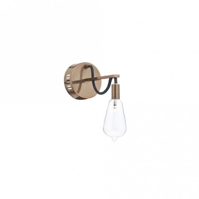 SCROLL Single Copper Wall Light With Filament Bulb Glass Shade