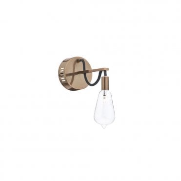 SCROLL Single Copper Wall Light With Filament Bulb Glass Shade