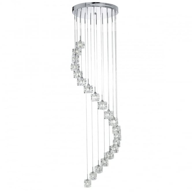SCULPTURED - Ice 20Light LED Chrome Dingle Dangle