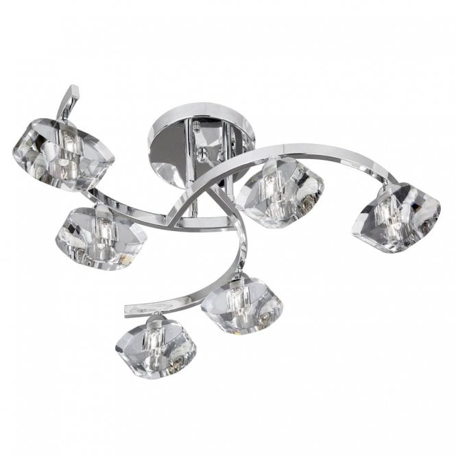 SCUPLIGHTURED ICE 6 LIGHT CHROME SEMI FLUSH