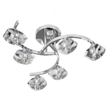 SCUPLIGHTURED ICE 6  LIGHT CHROME SEMI FLUSH
