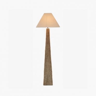 antique cream wash rattan pyramid floor lamp