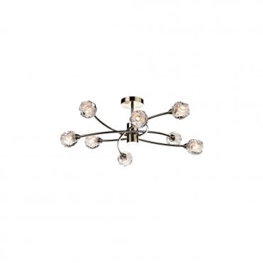 SEATTLE - Large 8 Light Antique Brass Light For Low Ceilings