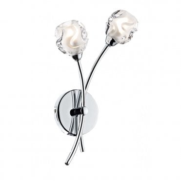 SEATTLE - Twin Chrome Wall Light Sculptured Glass Shades , Switched