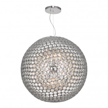 SERAFINA 6 Light Ceiling Pendant Brushed Chrome Tube Design
