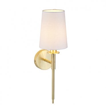 SERENE Satin Brass Plated Wall Light With White Shade
