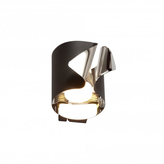 SERVIETTE LED Wall Light 3000K Sand Anthracite/Polished Chrome Curved Design