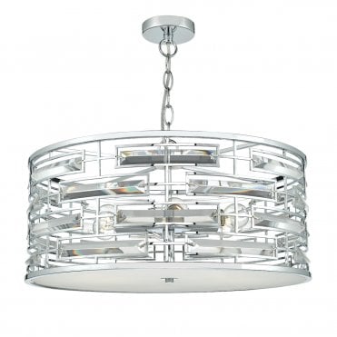 6 Light Ceiling Pendant Polished Chrome Crystal Polished Chrome