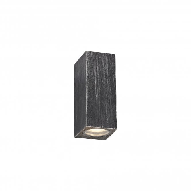 SHAY 2 Light Tall Cube Outdoor Wall Light Black/Silver