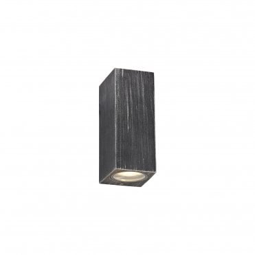 SHAY 2 Light Tall Cube Outdoor Wall Light Black/Silver