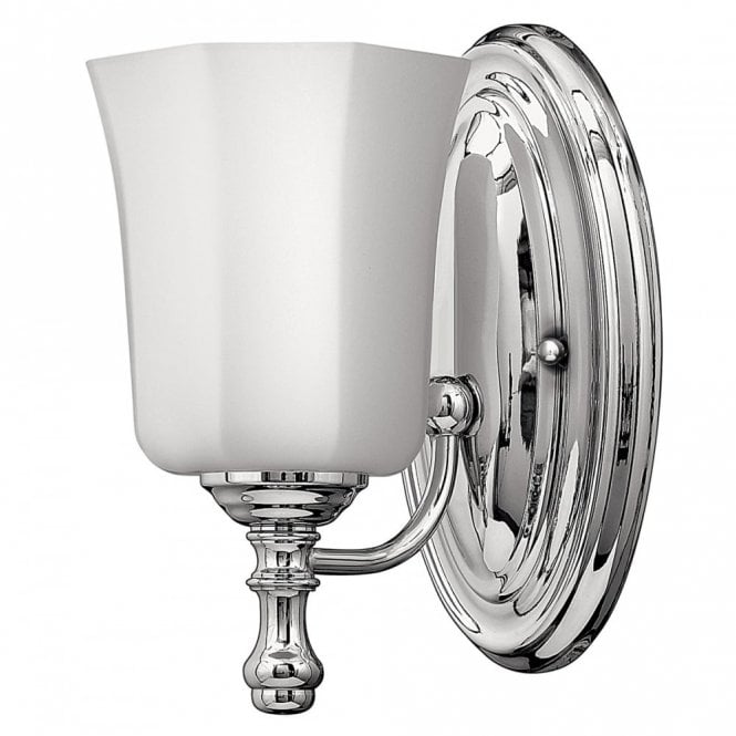 SHELLY LED Bathroom Wall Light Chrome with Fluted Opal Glass
