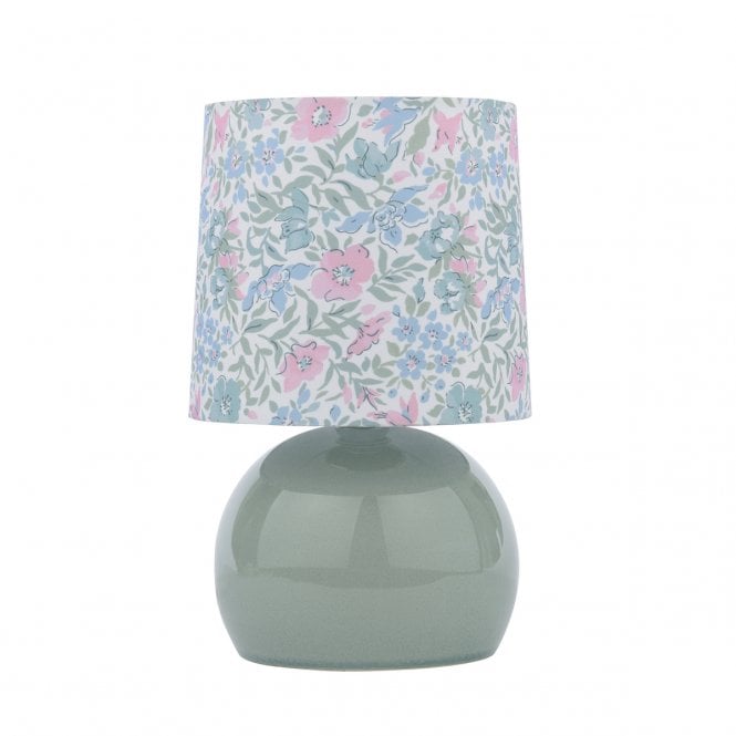 Sherston Table Lamp - Blue Crackle Glaze with Floral Shade