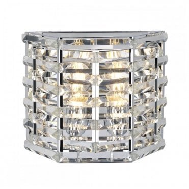 SHOAL 2 Light Wall Light in Crystal and Nickel