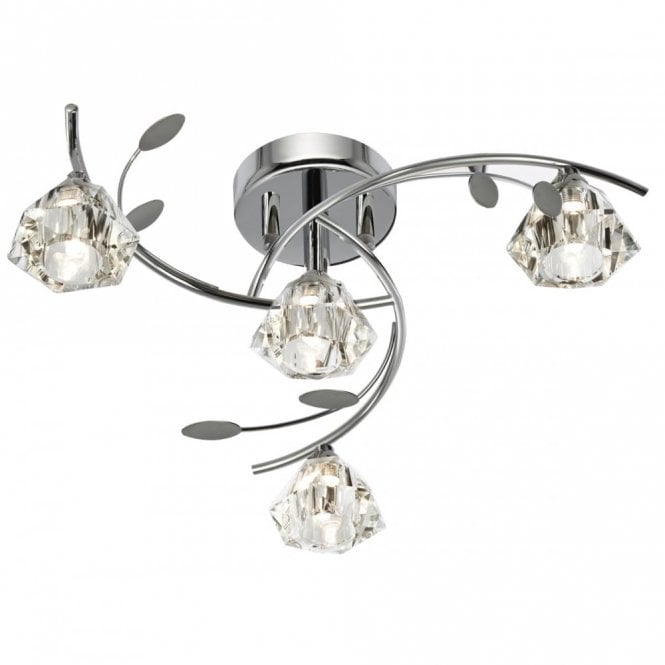 SIERRA - 4 Light Semi-Flush Ceiling Light In Chrome With Glass Shades