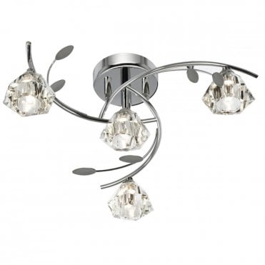 SIERRA - 4 Light Semi-Flush Ceiling Light In Chrome With Glass Shades