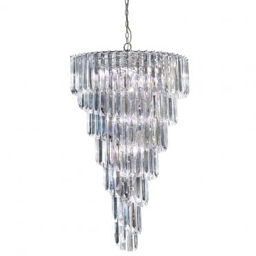 9  LIGHT CHROME CHANDELIER with CRYSTAL PRISMS