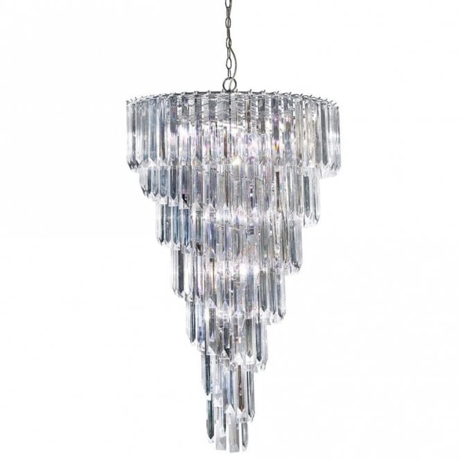 SIGMA 9 LIGHT CHROME CHANDELIER with CRYSTAL PRISMS